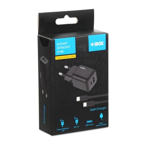 IBOX IBOX ŁADOWARKA UNIWERSALNA C-42 GAN PD33W USB A+C BLACK IBOX IBOX ŁADOWARKA UNIWERSALNA C-42 GAN PD33W USB A+C BLACK