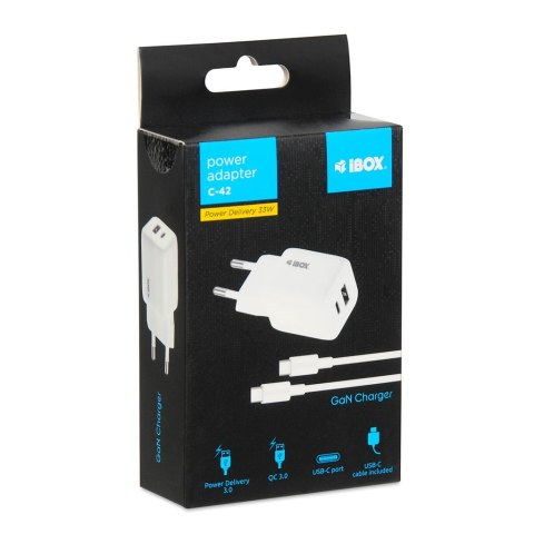 IBOX IBOX ŁADOWARKA UNIWERSALNA C-42 GAN PD33W USB A+C WHITE IBOX IBOX ŁADOWARKA UNIWERSALNA C-42 GAN PD33W USB A+C WHITE
