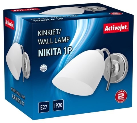 Activejet Kinkiet klasyczny pojedyńczy Activejet NIKITA Nikiel E27 do salonu Activejet Kinkiet klasyczny pojedyńczy Activejet NIKITA Nikiel E27 do salonu