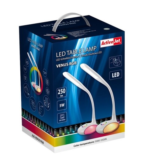 Activejet Nowoczesna lampka na biurko wielokolorowa RGB LED Activejet VENUS RGB biała z funkcją oświetlenia nocnego