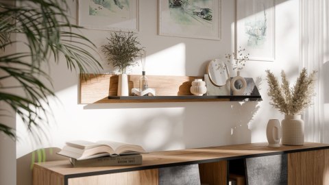 Cama MEBLE Półka OVO 130x20xH15 dąb/beton