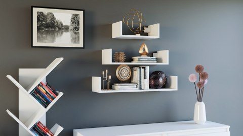 TOP E SHOP Zestaw 3x półka wisząca MOBI 3P 80x20xH14 biel TOP E SHOP Zestaw 3x półka wisząca MOBI 3P 80x20xH14 biel