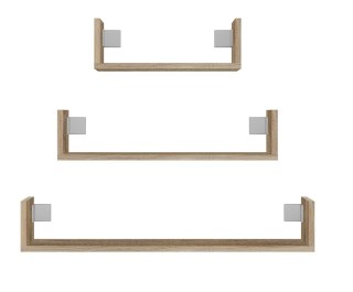 TOP E SHOP Zestaw 3 x półka wisząca MOBI 3P 80x20xH14 sonoma