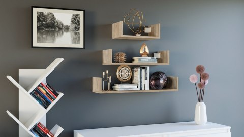 TOP E SHOP Zestaw 3 x półka wisząca MOBI 3P 80x20xH14 sonoma TOP E SHOP Zestaw 3 x półka wisząca MOBI 3P 80x20xH14 sonoma