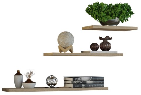 TOP E SHOP Zestaw 3x półka wisząca TOBI 3P 60x15xH1,8 sonoma TOP E SHOP Zestaw 3x półka wisząca TOBI 3P 60x15xH1,8 sonoma