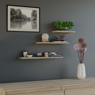 TOP E SHOP Zestaw 3x półka wisząca TOBI 3P 60x15xH1,8 sonoma