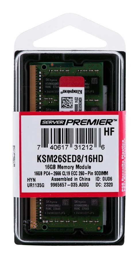 Kingston Kingston SODIMM ECC 16GB DDR4 2Rx8 Hynix D 2666MHz PC4-21300 KSM26SED8/16HD Kingston Kingston SODIMM ECC 16GB DDR4 2Rx8 Hynix D 2666MHz PC4-21300 KSM26SED8/16HD