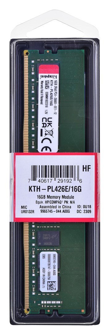 Kingston Pamięć Kingston dedykowana do HPE/HP 16GB DDR4-2666Mhz ECC Module Kingston Pamięć Kingston dedykowana do HPE/HP 16GB DDR4-2666Mhz ECC Module