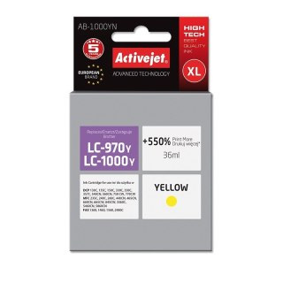 Activejet Activejet AB-1000YN Tusz (zamiennik Brother LC1000Y/970Y; Supreme; 35 ml; żółty). Drukuje więcej o 550%.