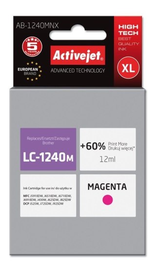 Activejet Activejet AB-1240MNX Tusz (zamiennik Brother LC1240M/1220M; Supreme; 12 ml; czerwony)