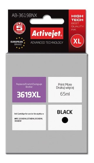 Activejet Activejet AB-3619BNX Tusz (zamiennik Brother LC3619Bk XL; Supreme; 65 ml; czarny)