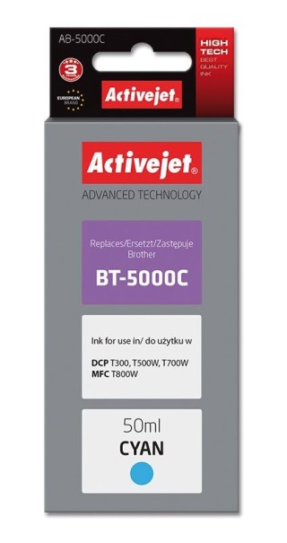 Activejet Activejet AB-5000C Tusz Buteleczka z atramentem (zamiennik Brother BT-5000C; Supreme; 50 ml; niebieski)