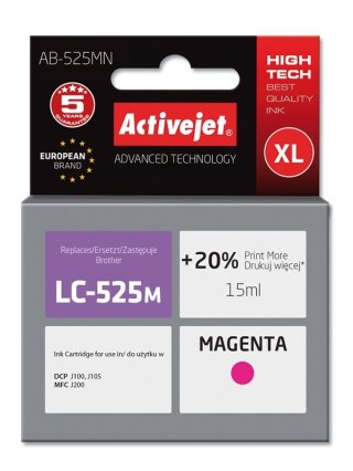 Activejet Activejet AB-525MN Tusz (zamiennik Brother LC525M; Supreme; 15 ml; czerwony). Drukuje więcej o 20%.względem OEM.