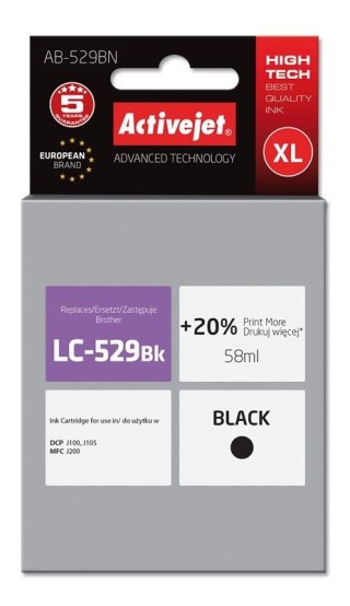 Activejet Activejet AB-529BN Tusz (zamiennik Brother LC529BK; Supreme; 58 ml; czarny)