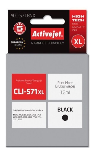 Activejet Activejet ACC-571BNX Tusz (zamiennik Canon CLI-571XLBk; Supreme; 12 ml; czarny)