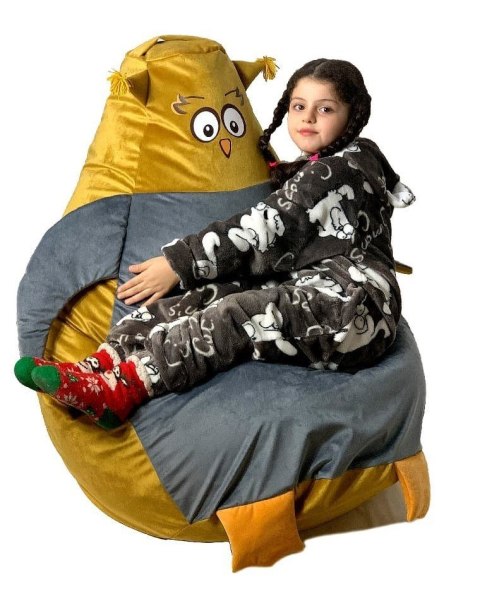 Go Gift Pufa worek sako SOWA złoty-szary XL 130x90 Go Gift Pufa worek sako SOWA złoty-szary XL 130x90