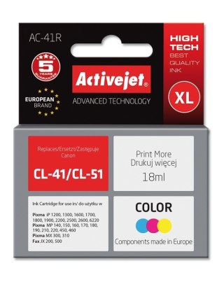 Activejet Activejet AC-41R Tusz (zamiennik Canon CL-41; Premium; 18 ml; kolor)