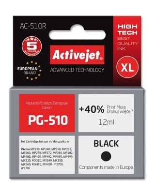 Activejet Activejet AC-510R Tusz (zamiennik Canon PG-510; Premium; 12 ml; czarny)