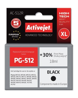 Activejet Activejet AC-512R Tusz (zamiennik Canon PG-512; Premium; 18 ml; czarny)