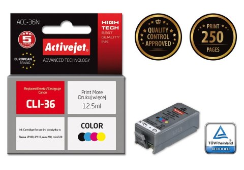 Activejet Activejet ACC-36N Tusz (zamiennik Canon CLI-36; Supreme; 12,5 ml; kolor) Activejet Activejet ACC-36N Tusz (zamiennik Canon CLI-36; Supreme; 12,5 ml; kolor)