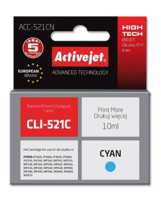 Activejet Activejet ACC-521CN Tusz (zamiennik Canon CLI-521C; Supreme; 10 ml; niebieski)