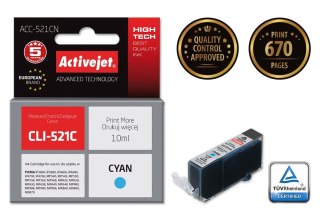 Activejet Activejet ACC-521CN Tusz (zamiennik Canon CLI-521C; Supreme; 10 ml; niebieski)
