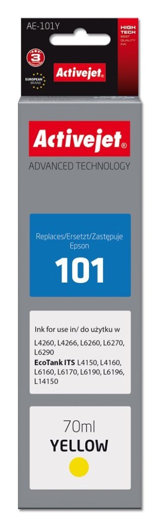 Activejet Activejet AE-101Y Tusz (zamiennik Epson 101; Supreme; 70 ml; żółty)