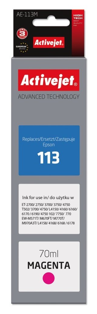 Activejet Activejet AE-113M Tusz (zamiennik Epson 113 C13T06B340; Supreme; 70ml; czerwony)