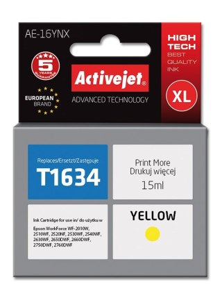 Activejet Activejet AE-16YNX Tusz (zamiennik Epson 16XL T1634; Supreme; 15 ml; żółty)