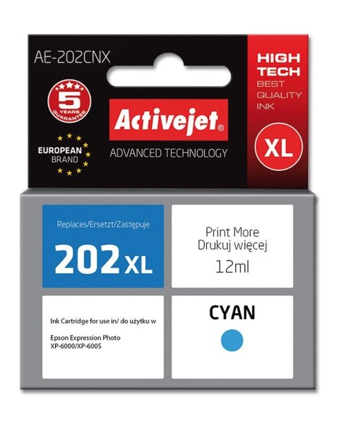 Activejet Activejet AE-202CNX Tusz (zamiennik Epson 202XL H24010; Supreme; 12 ml; niebieski) Activejet Activejet AE-202CNX Tusz (zamiennik Epson 202XL H24010; Supreme; 12 ml; niebieski)