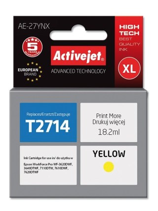 Activejet Activejet AE-27YNX Tusz (zamiennik Epson 27XL T2714; Supreme; 18 ml; żółty)