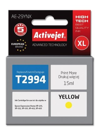 Activejet Activejet AE-29YNX Tusz (zamiennik Epson 29XL T2994; Supreme; 15 ml; żółty)