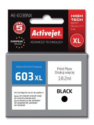 Activejet Activejet AE-603BNX Tusz (zamiennik Epson 603XL T03A14; Supreme; 18,2 ml; czarny)