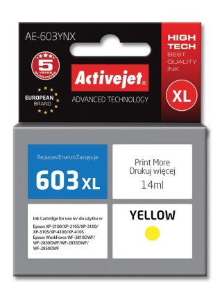 Activejet Activejet AE-603YNX Tusz (zamiennik Epson 603XL T03A44; Supreme; 14 ml; żółty)
