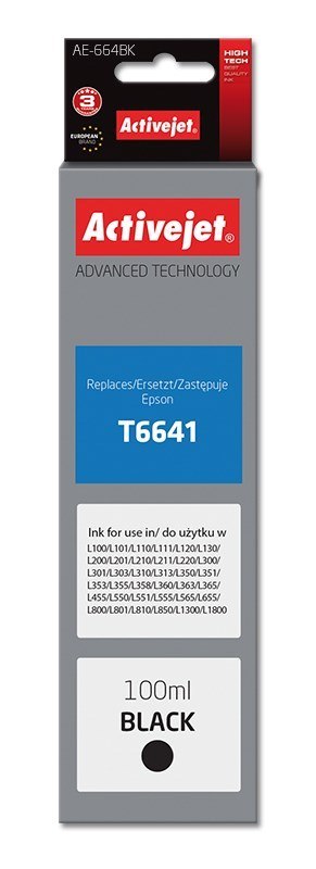 Activejet Activejet AE-664Bk Tusz (zamiennik Epson T6641; Supreme; 100 ml; czarny)