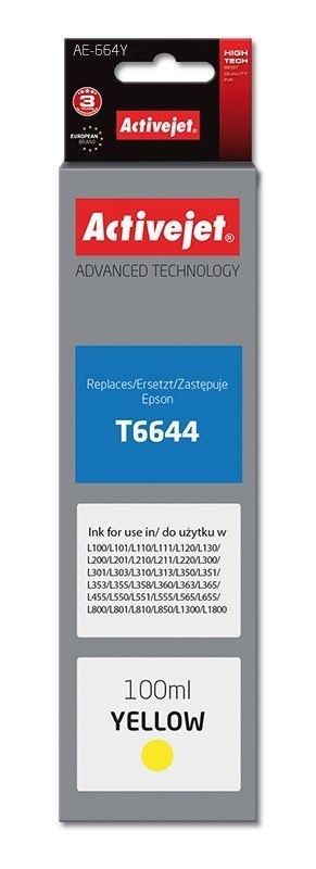 Activejet Activejet AE-664Y Tusz (zamiennik Epson T6644; Supreme; 100 ml; żółty)