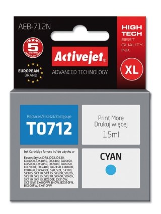 Activejet Activejet AEB-712N Tusz (zamiennik Epson T0712, T0892, T1002; Supreme; 15 ml; niebieski)