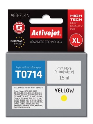 Activejet Activejet AEB-714N Tusz (zamiennik Epson T0714, T0894, T1004; Supreme; 15 ml; żółty)