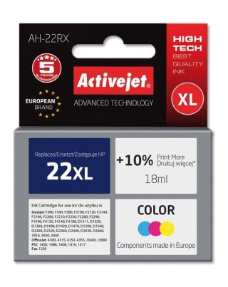 Activejet Activejet AH-22RX Tusz (zamiennik HP 22XL C9352A; Premium; 18 ml; kolor)