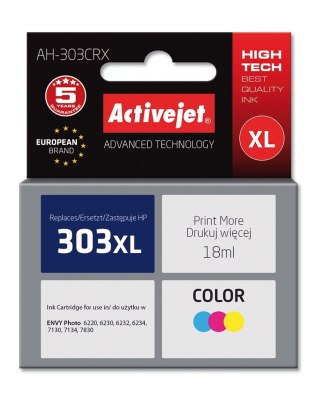 Activejet Activejet AH-303CRX Tusz (zamiennik HP 303XL T6N03AE; Premium; 18ml; kolor)