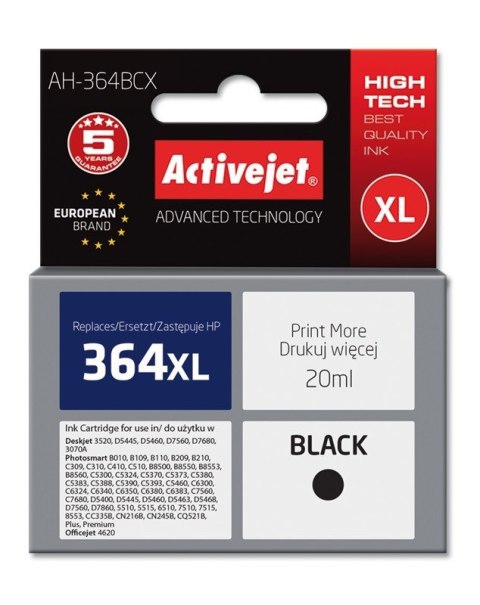 Activejet Activejet AH-364BCX Tusz (zamiennik HP 364XL CN684EE; Premium; 20 ml; czarny) Activejet Activejet AH-364BCX Tusz (zamiennik HP 364XL CN684EE; Premium; 20 ml; czarny)