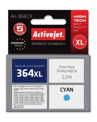 Activejet Activejet AH-364CCX Tusz (zamiennik HP 364XL CB323EE; Premium; 12 ml; niebieski)