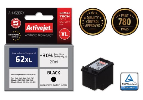 Activejet Activejet AH-62BRX Tusz (zamiennik HP 62XL C2P05AE; Premium; 20 ml; czarny) Activejet Activejet AH-62BRX Tusz (zamiennik HP 62XL C2P05AE; Premium; 20 ml; czarny)