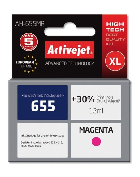 Activejet Activejet AH-655MR Tusz (zamiennik HP 655 CZ111AE; Premium; 12 ml; czerwony) Activejet Activejet AH-655MR Tusz (zamiennik HP 655 CZ111AE; Premium; 12 ml; czerwony)