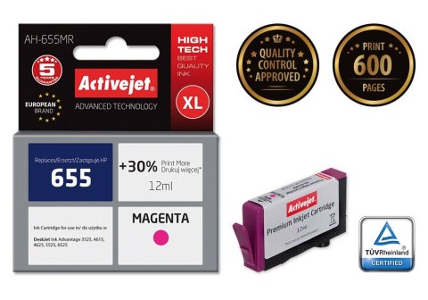 Activejet Activejet AH-655MR Tusz (zamiennik HP 655 CZ111AE; Premium; 12 ml; czerwony) Activejet Activejet AH-655MR Tusz (zamiennik HP 655 CZ111AE; Premium; 12 ml; czerwony)
