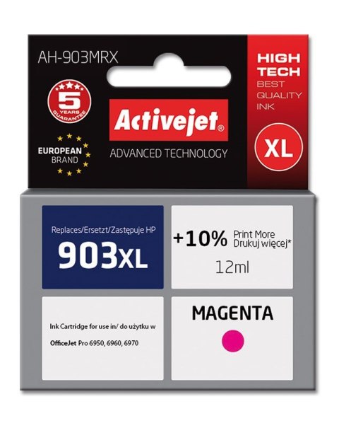 Activejet Activejet AH-903MRX Tusz (zamiennik HP 903XL T6M07AE; Premium; 12 ml; czerwony)