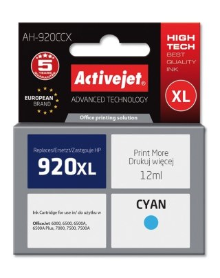 Activejet Activejet AH-920CCX Tusz (zamiennik HP 920XL CD972AE; Premium; 12 ml; niebieski)