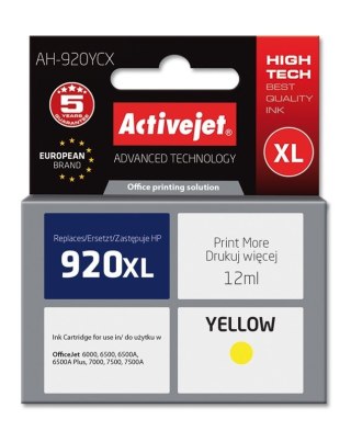Activejet Activejet AH-920YCX Tusz (zamiennik HP 920XL CD974AE; Premium; 12 ml; żółty)