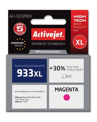 Activejet Activejet AH-933MRX Tusz (zamiennik HP 933XL CN055AE; Premium; 13 ml; czerwony)