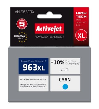 Activejet Activejet AH-963CRX Tusz (zamiennik HP 963XL 3JA27AE; Premium; 1760 stron; 25 ml, niebieski)